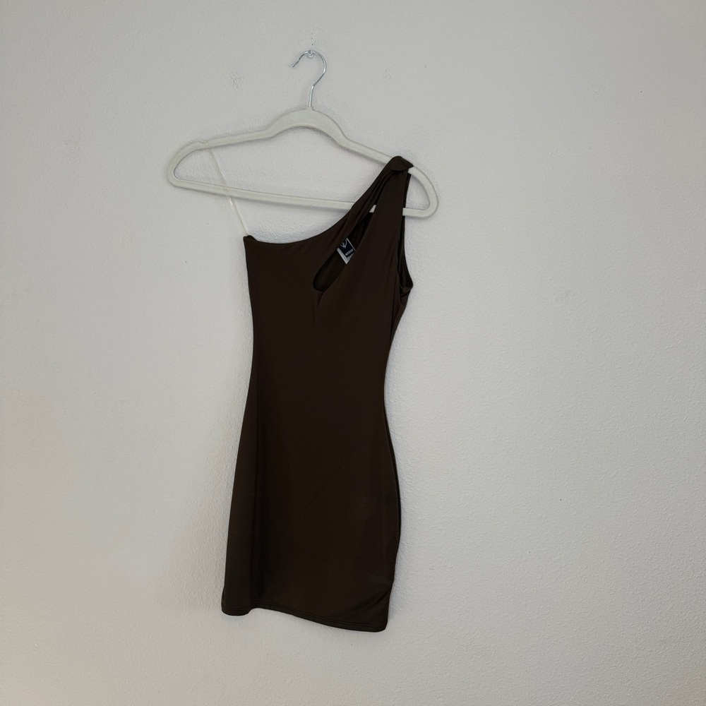 Windsor Chocolate One-Shoulder Dress